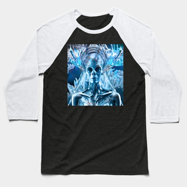 Ice Alien Baseball T-Shirt by icarusismartdesigns